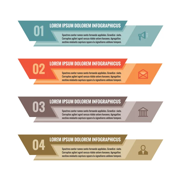 Инфографическая концепция бизнеса - цветные горизонтальные векторные баннеры. Пронумерованные варианты. Инфографический шаблон. Элементы инфографики . — стоковый вектор