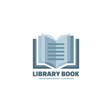 Library book - vector logo. Library book - vector sign concept illustration. E-book logo. Education logo. Electronic library logo sign. Vector logo template. Design element.