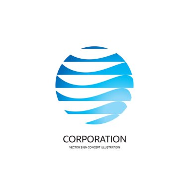 Soyut vektör logo konsept illüstrasyon. Soyut çizgili daire içinde. Küre vektör logosu. Yüksek teknoloji vektör logosu. Geometrik logo işareti. Vektör logo tasarım şablonu.