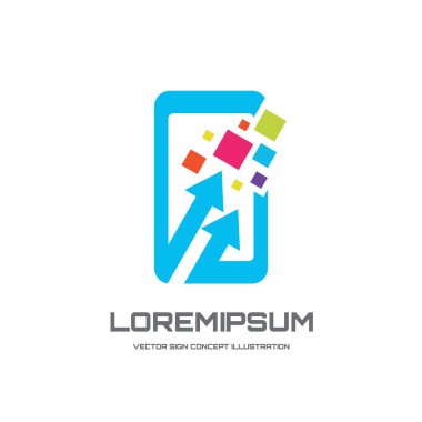 Mobile phone vector logo concept illustration. Smarthone vector logo creative illustration. Mobile technology logo. Cellpnone logo. Mobile phone logo design. Vector logo template. Design element.