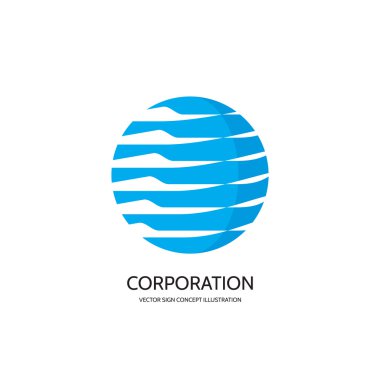 Soyut vektör logo konsept illüstrasyon. Soyut çizgili daire içinde. Küre vektör logosu. Yüksek teknoloji vektör logosu. Küre logo. Geometrik logo işareti. Vektör logo tasarım şablonu.