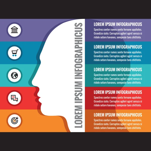 Concepto de negocio de infografías con cabeza humana: diseño creativo de vectores. Elementos de diseño . — Archivo Imágenes Vectoriales