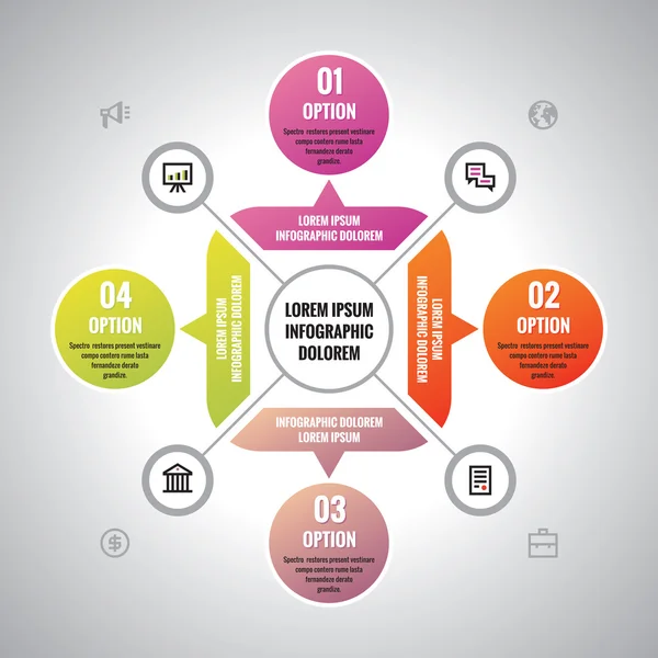 Concepto de negocio infográfico: diseño creativo de vectores con iconos para presentación, folleto, sitio web. Plantilla vectorial infografía. Elementos de infografía . — Archivo Imágenes Vectoriales