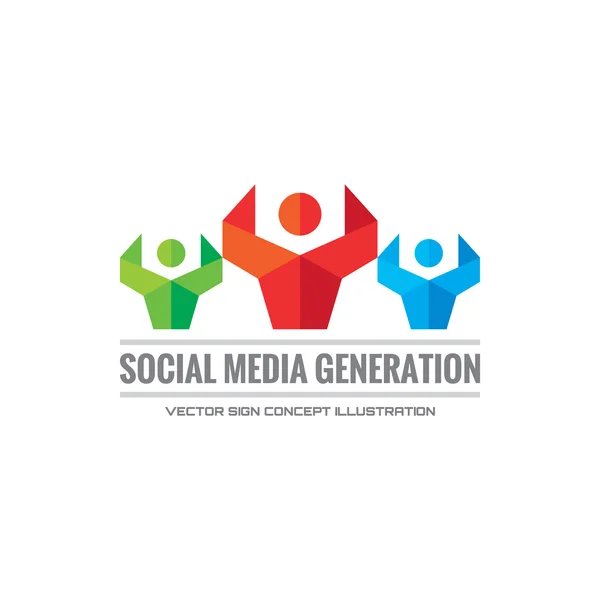 Social media generation - vector logo concept illustration. Human character logo. People logo. Abstract people logo. Vector logo template. Design element. — Διανυσματικό Αρχείο