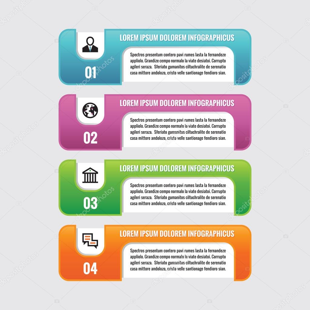 Infographic business concept - colored horizontal vector banners. Numbered options. Infographic template. Infographics design elements.