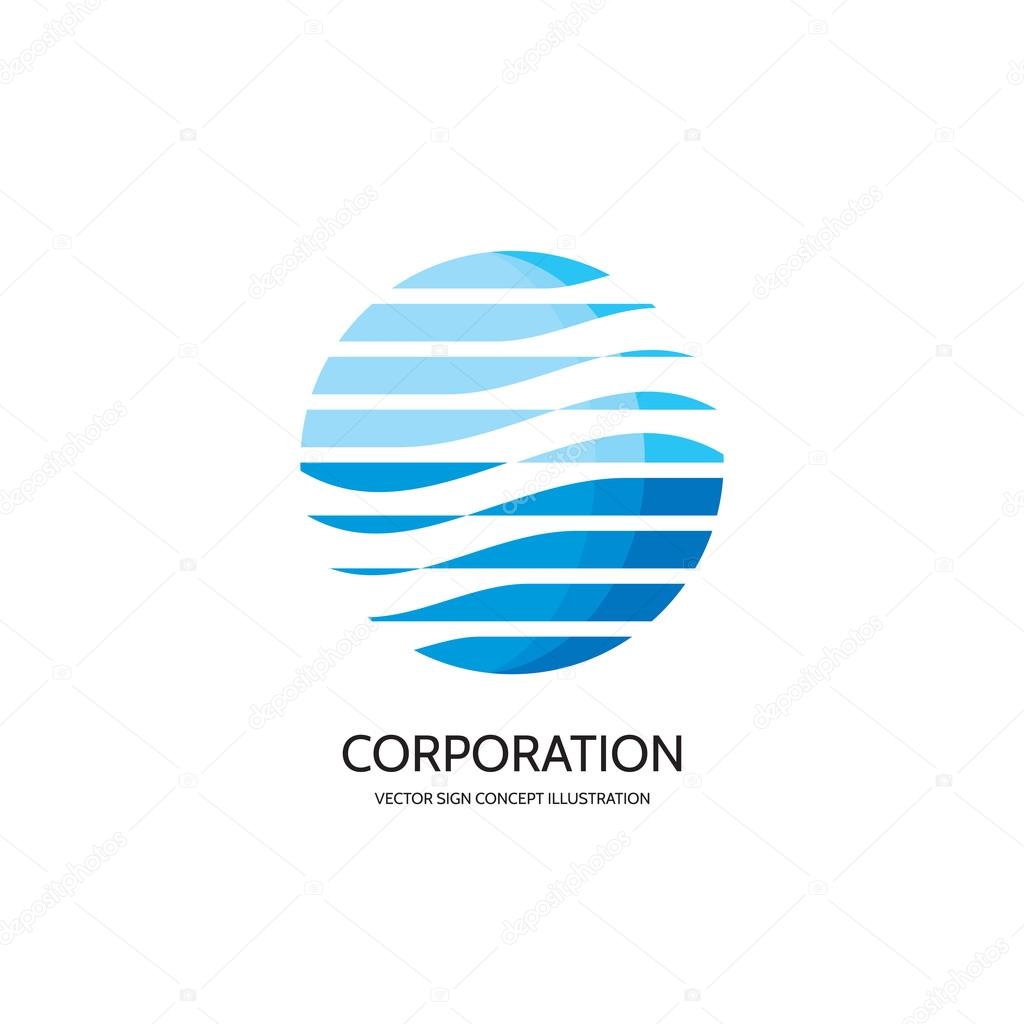 Abstract vector logo concept illustration. Abstract stripes in circle. Sphere vector logo. Water vector logo. Travel company logo. Globe logo. Geometric logo sign. Vector logo design template.