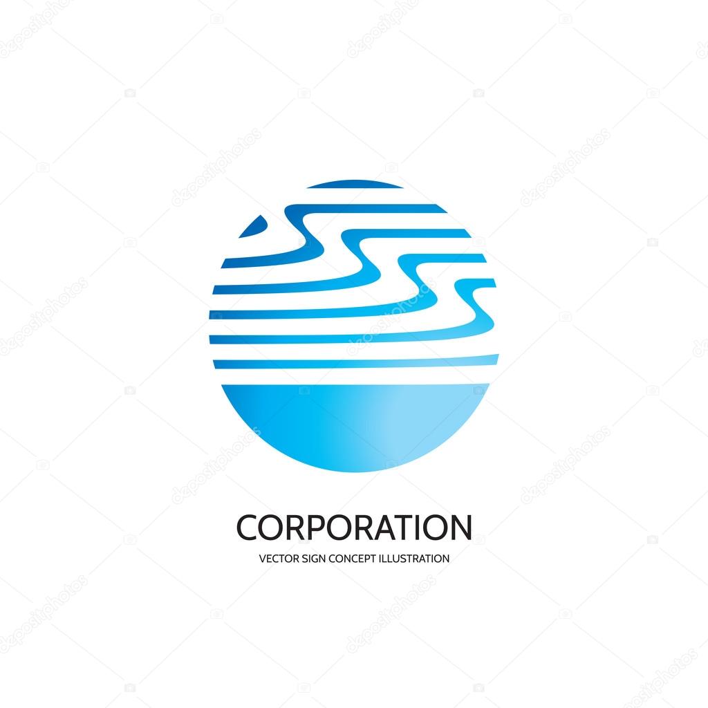 Abstract vector logo concept illustration. Abstract stripes in circle. Sphere vector logo. Water vector logo. Blue waves vector logo. Geometric logo sign. Vector logo design template.