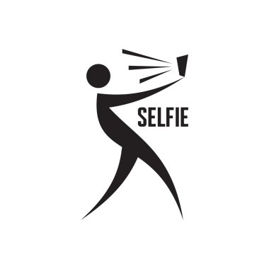 Selfie vector logo. Selfie vector sign. Selfie graphic illustration. Self portrait concept illustration. Self photography creative illustration. Design element.
