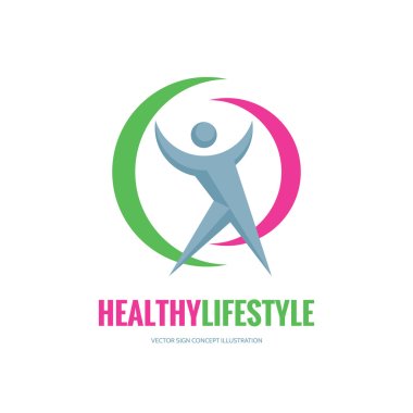 Healthy lifestyle - vector logo concept illustration. Human character logo. People logo. Vector logo template. Design elements.