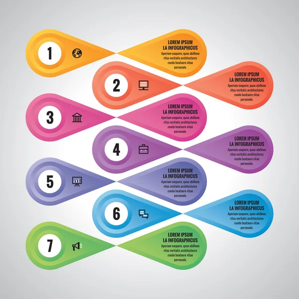 Concepto de negocio infográfico - formas vectoriales abstractas con texto e iconos para presentación, folleto, sitio web y otros proyectos creativos. Opciones numeradas. Opciones de pasos infográficos . — Archivo Imágenes Vectoriales