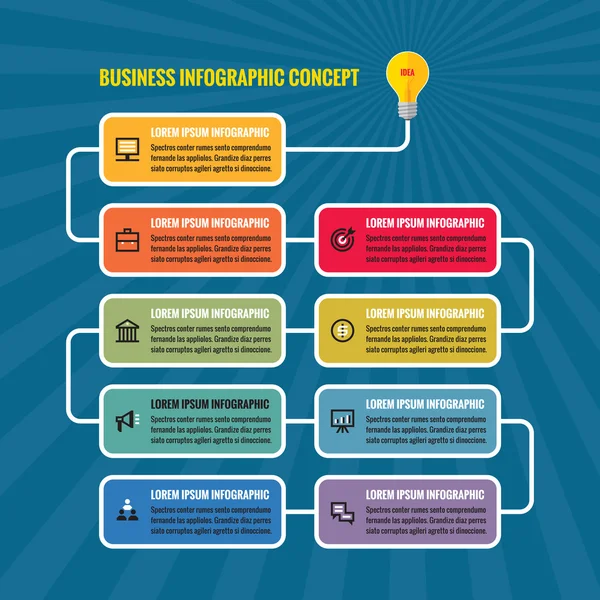 Illustration de concept d'entreprise infographique. Idée créative bannières processus avec des icônes et du texte. Modèle vectoriel infographique. Concept d'infographie ampoule. Éléments de conception . — Image vectorielle