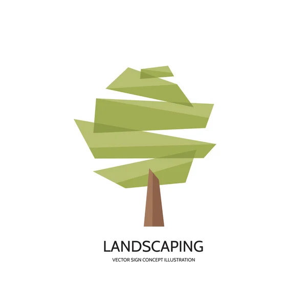 Abstract tree vector logo concept illustration. Landscaping concept sign. Nature logo sign. Vector logo template. Design element. — ストックベクタ