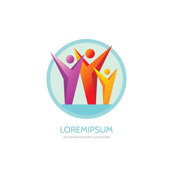 Stilisierte Familie - abstrakte Figuren - Vektor-Logo-Konzept Illustration. People Group Logo-Zeichen. Das Logo der sozialen Medien. Teamwork-Zeichen. Zeichen der Freundschaft. Vektor-Logo-Vorlage. Designelemente. — Stockvektor