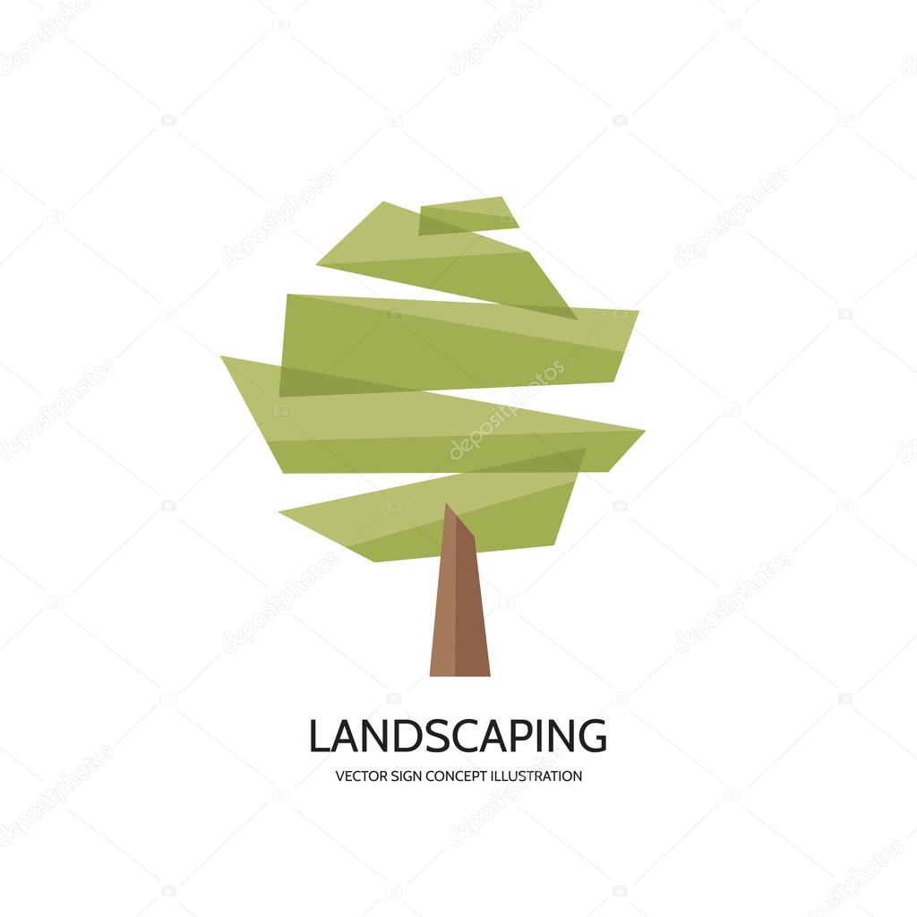 Abstract tree vector logo concept illustration. Landscaping concept sign. Nature logo sign. Vector logo template. Design element.