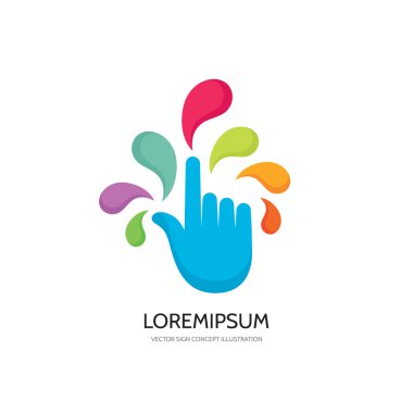 Touch screen finger - vector logo concept illustration. Finger to touch screen. Human hand to touch of surface display. Touch screen technology logo sign. Touch finger abstract logo. Design element.