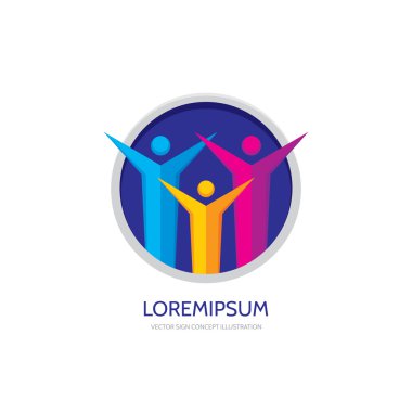 Stylized family - abstract figures - vector logo concept illustration. People group logo sign. Social media logo symbol. Teamwork sign. Friendship logo sign. Vector logo template. Design elements.