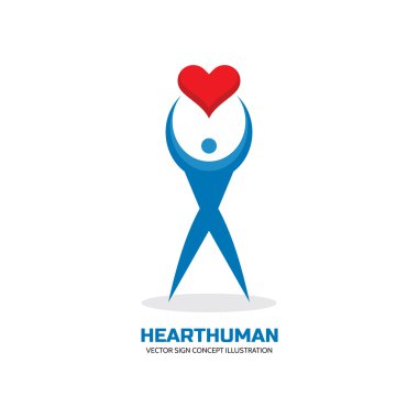Heart human - vector logo concept illustration. I love you - concept vector sign. Valentine's Day concept illustration. Cardiology vector logo. Health logo. Healthcare vector logo. Human character.