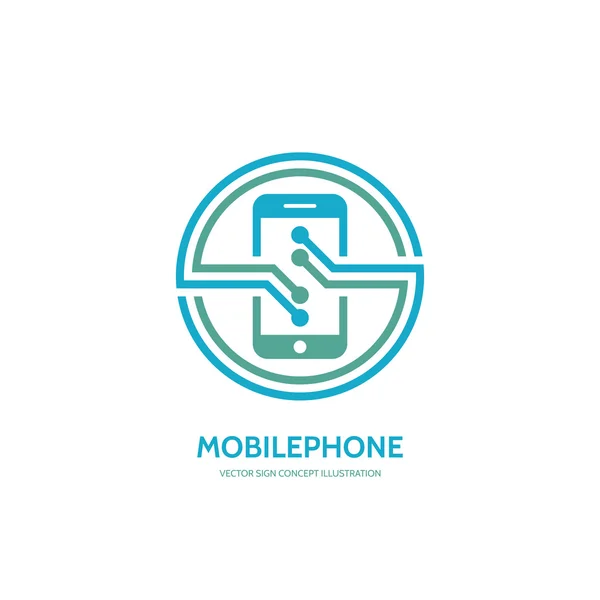 Mobile phone vector logo concept illustration. Smarthone vector logo creative illustration. Mobile technology logo. Cellpnone logo. Mobile phone logo design. Vector logo template. Design element. — Stock vektor