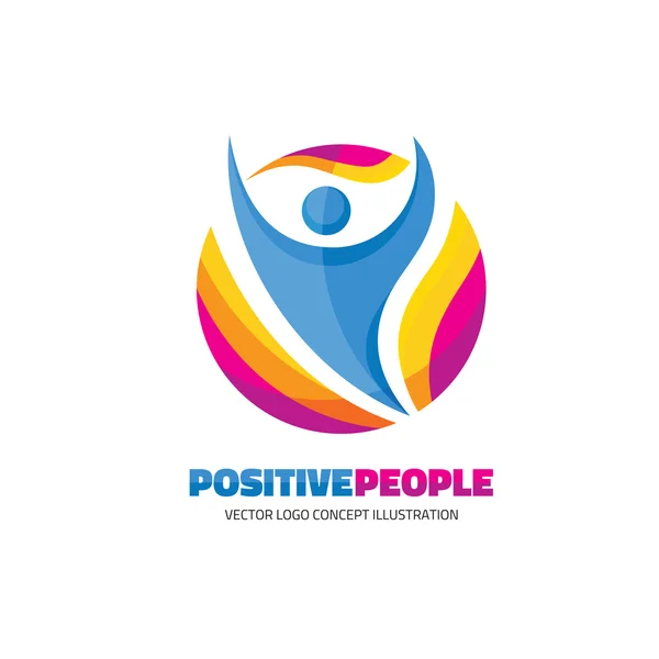 Personnes positives - signe de logo créatif pour club sportif, centre de santé, festival de musique, etc. Figure humaine abstraite illustration de signe de logo vectoriel. Logo du caractère humain. Modèle de logo vectoriel. Icône humaine . — Image vectorielle