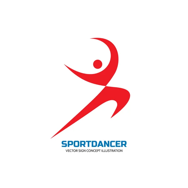 Sport dance - illustrazione del concetto di logo vettoriale. Logo del carattere umano. Firma della ballerina. Logo ginnico. Logo minimalismo umano. Logo del karate. Segno logo danza. Segno logo sportivo. Fitness logo segno minimo . — Vettoriale Stock