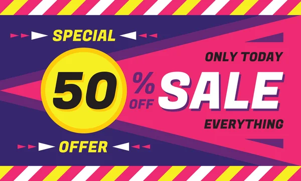 Concept vector banner - special offer - only today 50% off sale eveything. Sale vector banner. Sale abstract background. Super big sale creative layout. Sale horizontal geometric banner template. — 图库矢量图片
