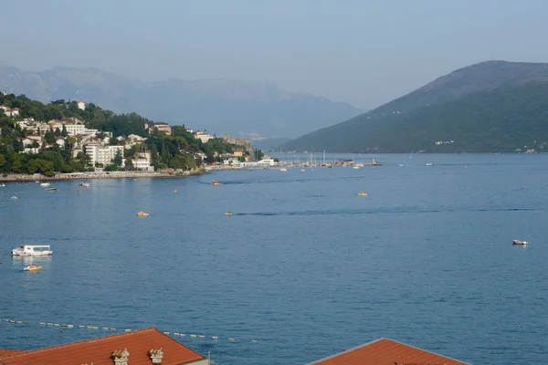 Igalo Černá Hora Srpen2021 Pohled Boko Kotor Bay Hory Vesnici — Stock fotografie