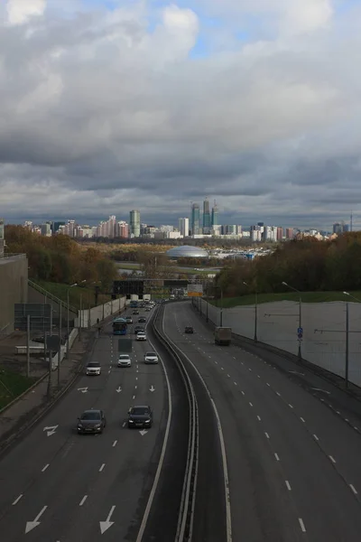 Moscú 2020 Vista Panorámica Otoño Desde Puente Foto Vertical — Foto de Stock