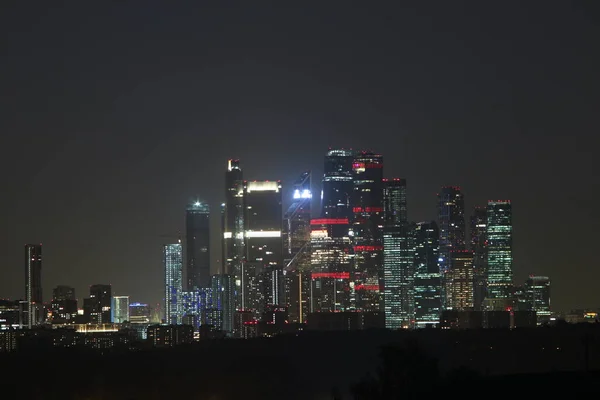 City Moscow Night 2021 View High Rise Buildings — Stock Photo, Image