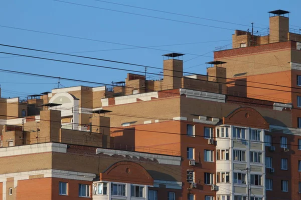 Stad Moskou 2021 Kuntsevo District Een Oranje Residentieel Gebouw Buurt — Stockfoto