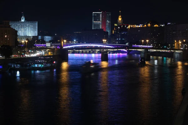 Stad Moskou 2021 Nachtverlichting — Stockfoto