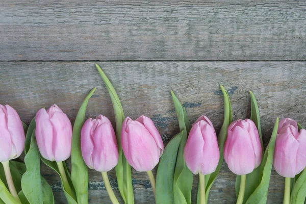 Tulp bloemen op een houten achtergrond — Stockfoto