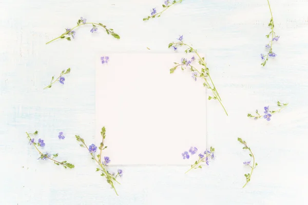 Scrapbooking σελίδα με μπλε λουλούδια — Φωτογραφία Αρχείου