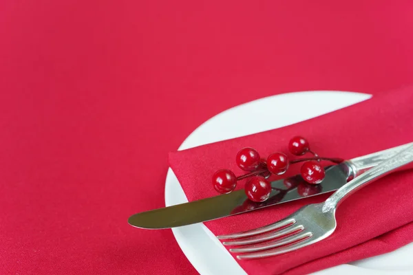 Mesa de Navidad roja — Foto de Stock