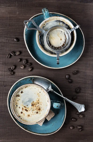Duas xícaras de café, vista superior — Fotografia de Stock