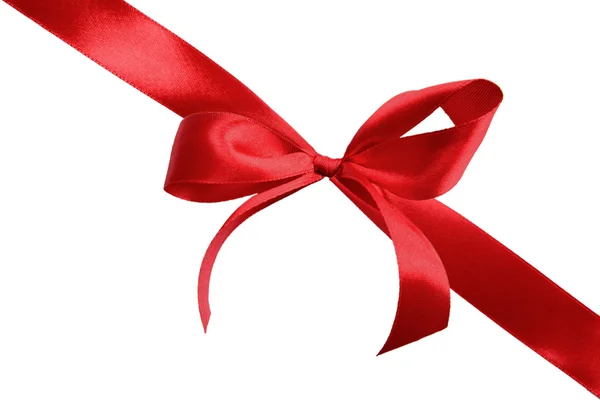 Red satin gift bow — Stock Photo, Image