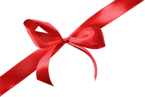 Red satin gift bow — Stock Photo, Image