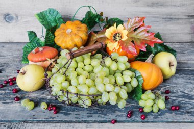 Zengin hasat çeşitli meyve ve sebze