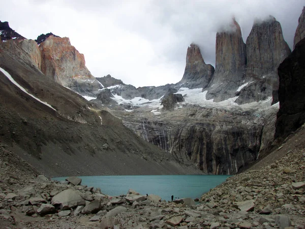 从Mirador Base Torres Parque Torres Del Paine Regin Magallanes 智利帕塔哥尼亚向外张望 — 图库照片