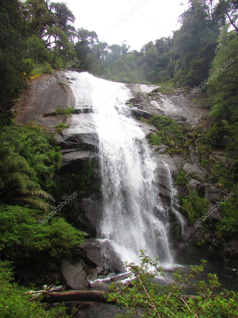 Nido de Aguila waterfall, Huerquehue National Park, Araucania, Chile 