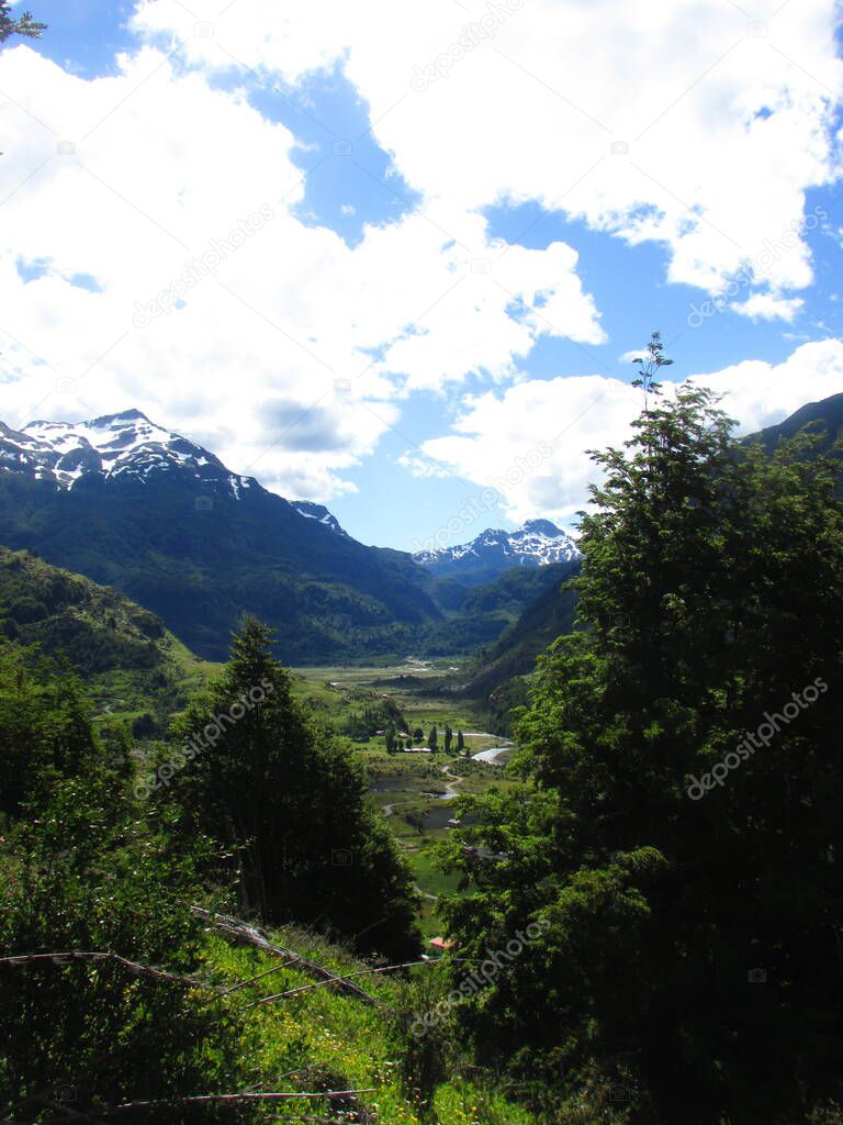nature and mountains in coyaique, patagonia, Carretera austral, Chile 