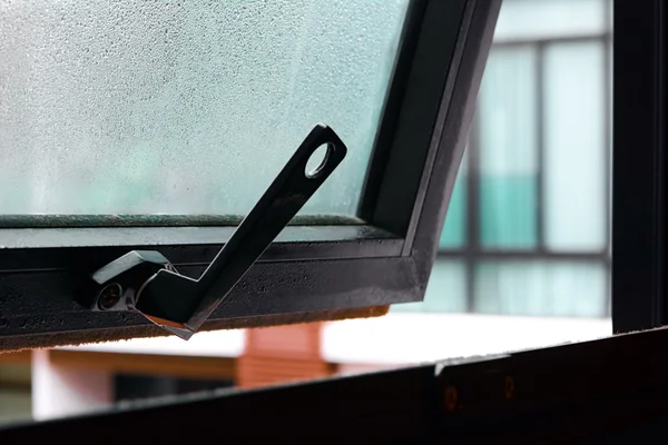 Open window with water drop on the glass — Stock Photo, Image