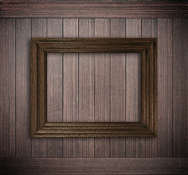 Old wooden picture frame on the wall — Stock Photo, Image