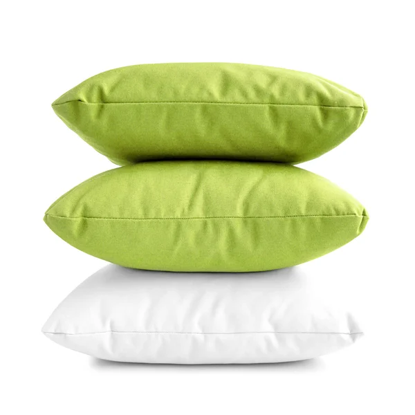 Poduszki - stos trzy poduszki na białym tle — Zdjęcie stockowe