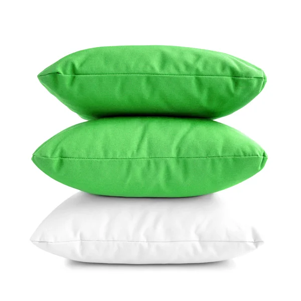 Pillows - stack of three cushions on white background — Stock Photo, Image