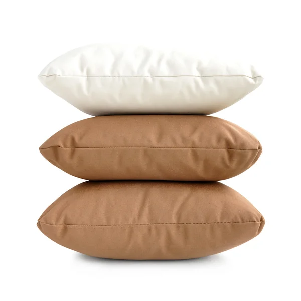 Pillows - stack of three cushions on white background — Stock Photo, Image