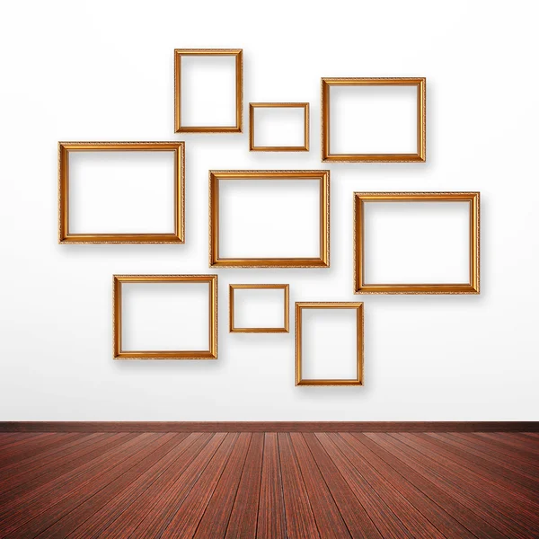 Set of picture frames on the wall — Stock Photo, Image