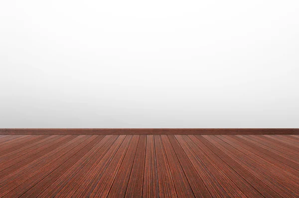 Wooden floor with white gray wall — Stock Photo, Image