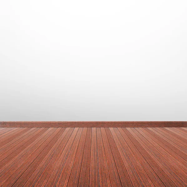 Drewniane podłogi z białej ścianie szary — Zdjęcie stockowe