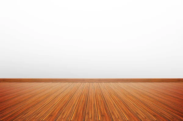 Piso de madeira com parede cinza branco — Fotografia de Stock