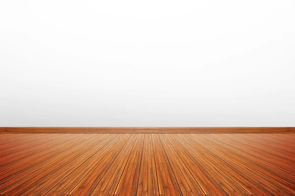 Wooden floor with white gray wall — Stock Photo, Image